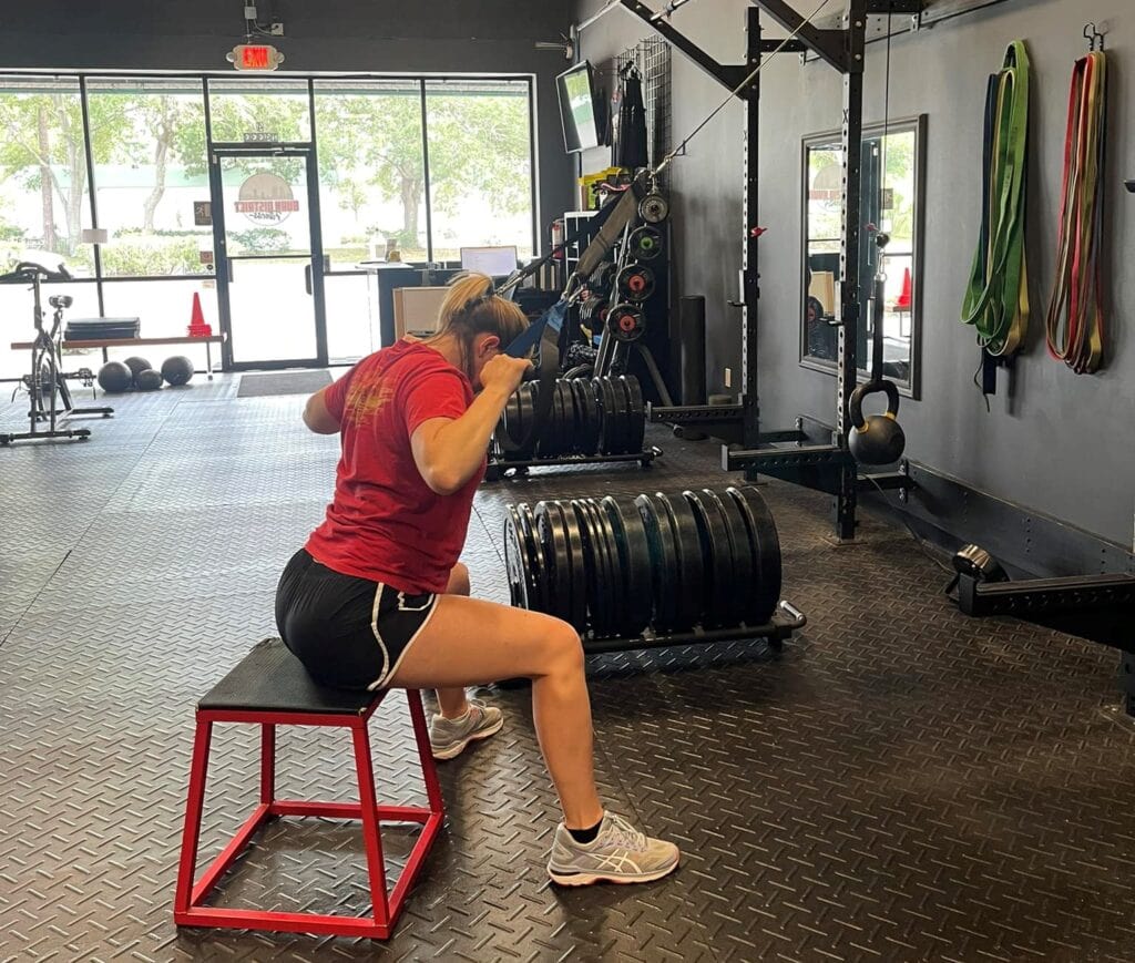 woman working out with weights